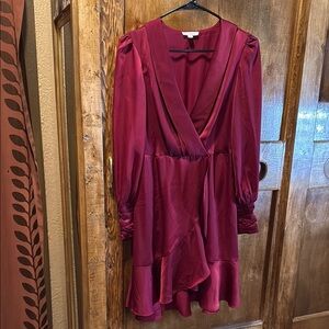 Blu Pepper Red Long Sleeve Dress for Effortless Elegance wine color
